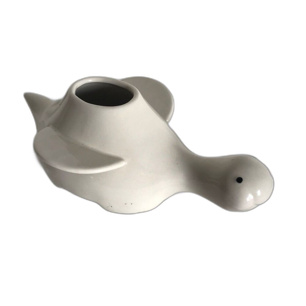 Pier 1 Imports Stoneware White Sea Turtle Grinning Planter Flower Succulent